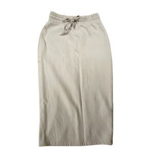 Zara ~Tan Midi Fleece Pencil Skirt ~ drawstring waist ~ back slit ~ size M